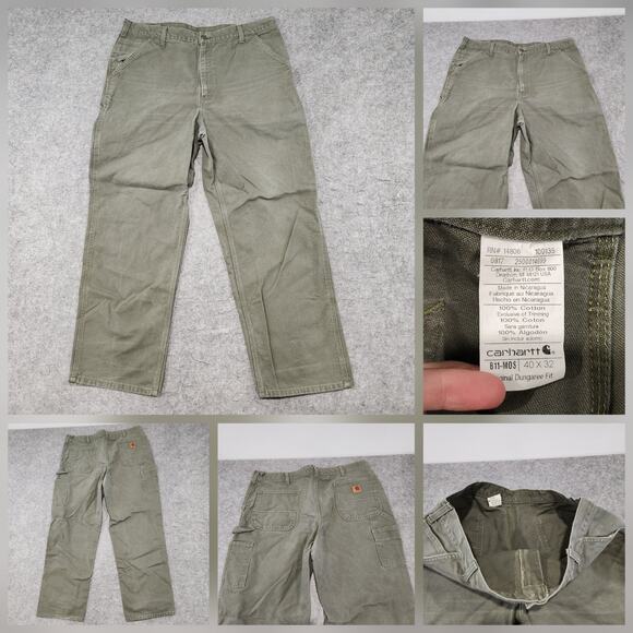 Carhartt B11-Mos Mens 40x32 Utility Work Canvas Duck Carpenter Loose Fit Pants - Picture 1 of 15